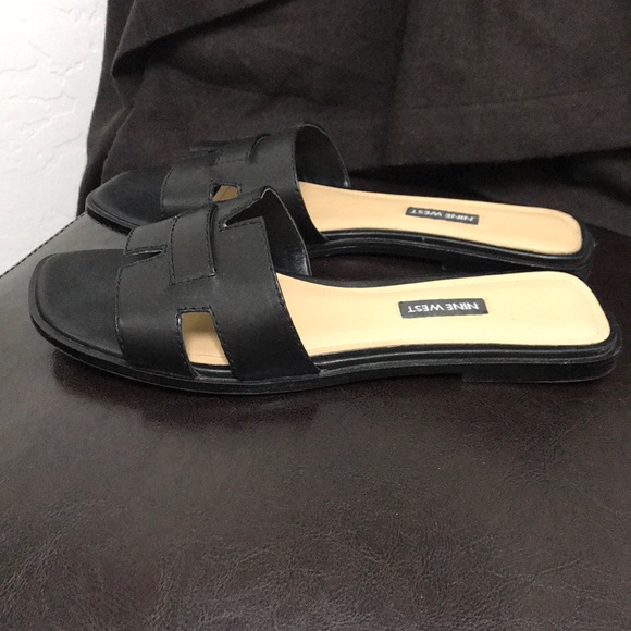 nine west black slides